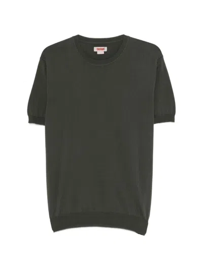 Baracuta Maglia Verde A Maniche Corte Girocollo  In Black