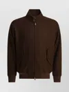 Baracuta Melton Bomber Jacket Collar Button In Brown