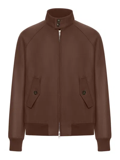 Baracuta G9 Melton Zip-front Jacket In Brown