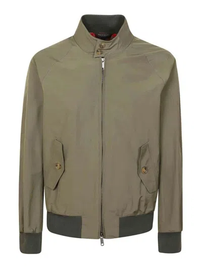 Baracuta Men's Cotton Blend Band Collar Zip Front Jacket With Long Sleeves In Multi