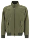 Baracuta High Collar Polyester Blend Jacket With Flap Pockets In Green