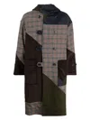 Baracuta Patchwork Wool Duffle Coat In Multicolour