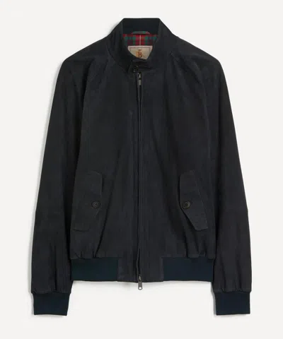 Baracuta Mens G9 Suede Harrington Jacket In Blue