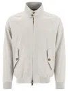 Baracuta High Collar Ribbed Hem Button Front Pockets In Neutral