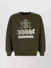 Baracuta Oversize Cotton Blend Crew-neck Sweatshirt With Graphic Print In Green