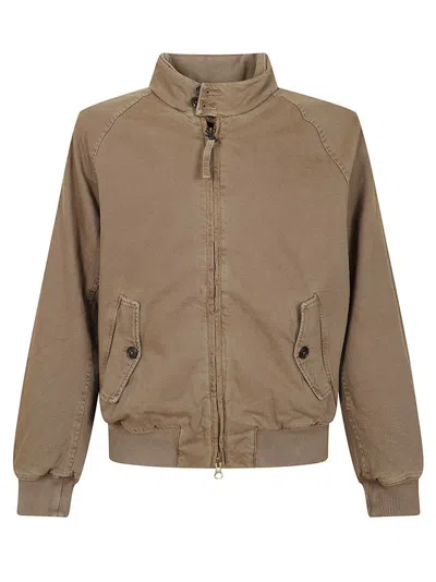 Baracuta Padded Brown Cotton Canvas G9 Jacket With Tartan Lining In Animal Print