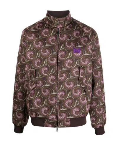 Baracuta Pattern High-necked Casual Jacket In Brown