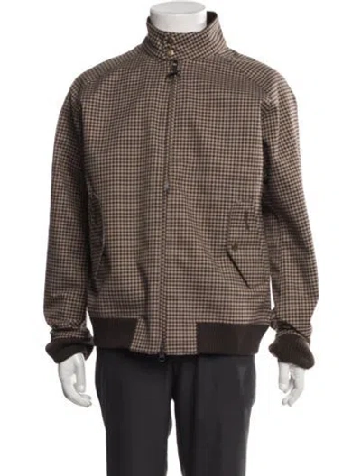 Pre-owned Baracuta Plaid Print Bomber Jacket In Brown