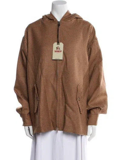 Pre-owned Baracuta Plaid Print Jacket W/ Tags In Brown