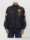 Baracuta Quilted Stand Collar Jacket With Embroidered Accents In Blue