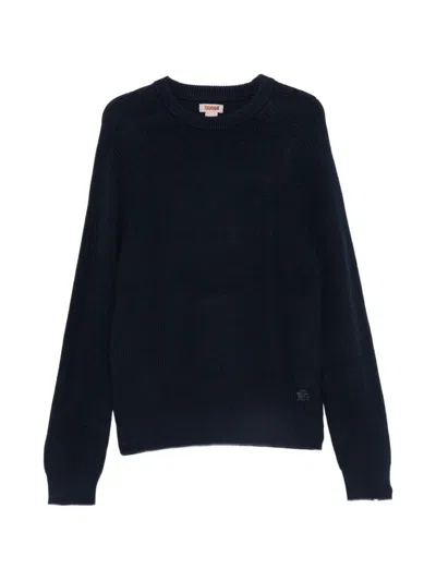 Baracuta Ribbed-knit Raglan-sleeve Sweater In Blue