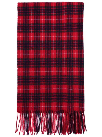 Baracuta Sciarpa In Misto Lana Motivo Tartan In Rosso