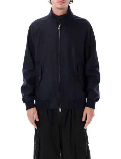 Baracuta Stand Collar Zip Front Jacket In Deep Blue