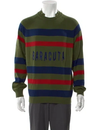 Pre-owned Baracuta Striped Crew Neck Pullover W/ Tags In Green