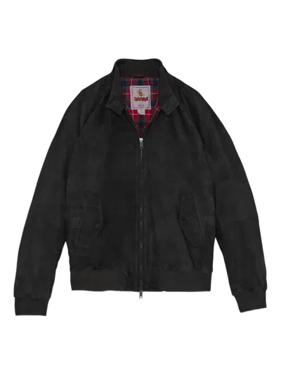 Baracuta Suede Bomber Jacket In Black