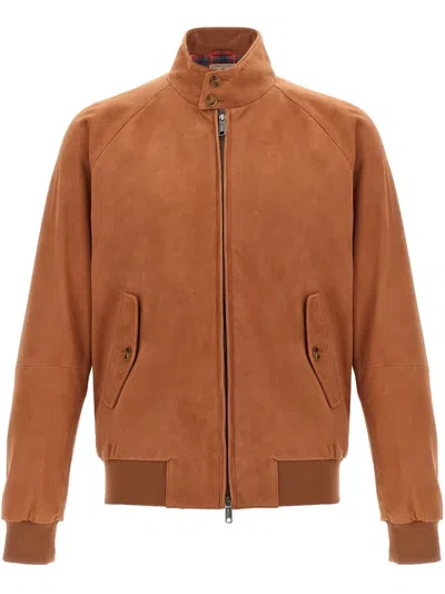 Baracuta Suede Bomber Jacket Casual Jackets And Parka Pink In Brown