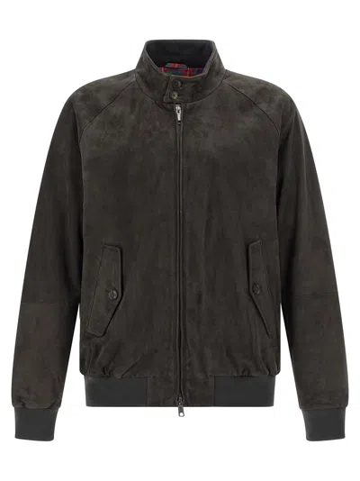 Baracuta Suede Bomber Jacket In Charcoal
