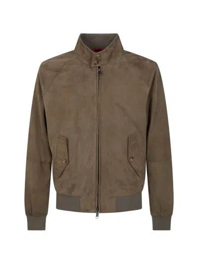 Baracuta Suede Bomber Jacket In Brown