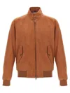 Baracuta Buttoned High Collar Jacket With Raglan Sleeves In Pink