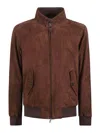 Baracuta Long-sleeved Leather Jacket In Gray