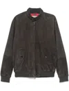 Baracuta G9 Harrington Panelled Suede Jacket In Black