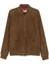 Baracuta High Neck Suede Outerwear Featuring Pockets In Brown