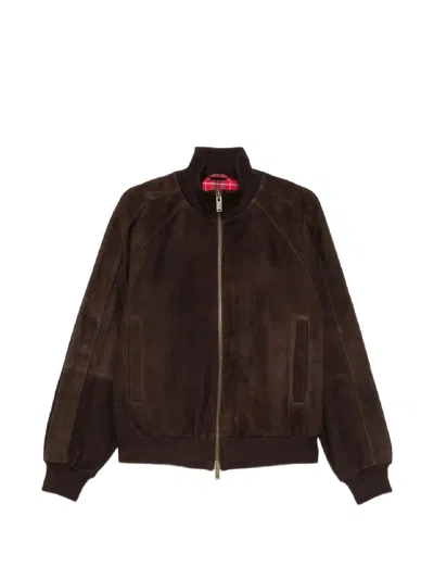 Baracuta Suede Raglan-sleeve Jacket In Brown