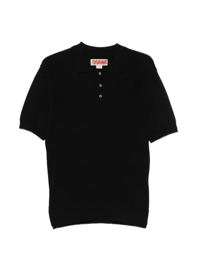 Baracuta Textured Polo Shirt In Black