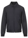 Baracuta Thermal Navy Jacket With Stand-up Collar And Tartan Lining In Blue