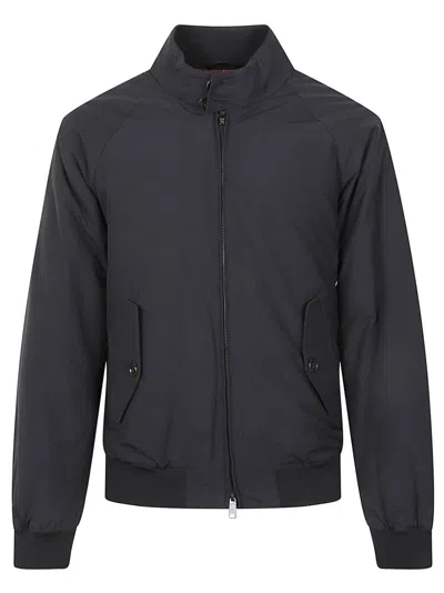 Baracuta Thermal Navy Jacket With Stand-up Collar And Tartan Lining In Blue