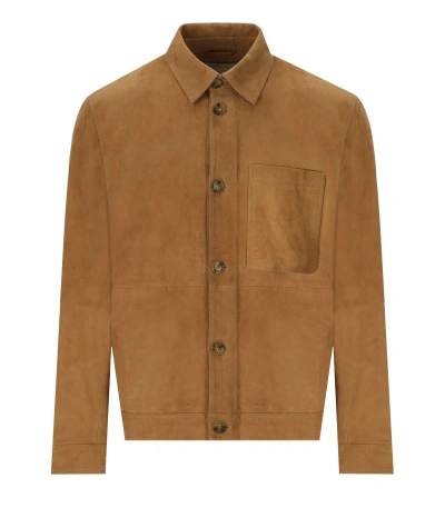 Baracuta Tobacco Suede Overshirt In Brown