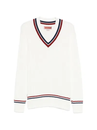 Baracuta V-neck Cable-knit Sweater In White