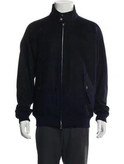 Pre-owned Baracuta Virgin Wool Bomber Jacket In Blue