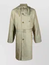 Baracuta Waist Belt Hooded Parka With Side Pockets In Green