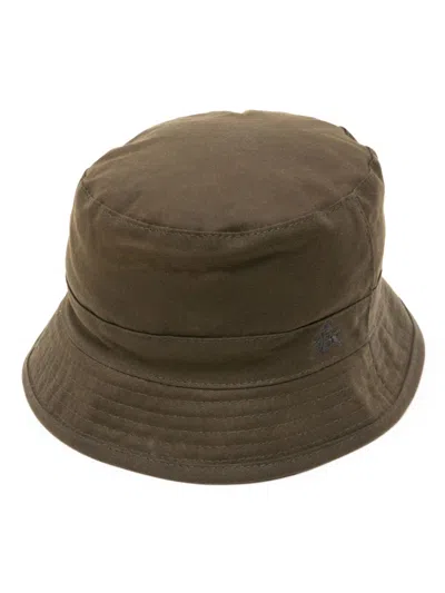 Baracuta Logo-embroidered Waxed-cotton Bucket Hat In Brown