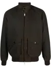 Baracuta Long Sleeve Waxed Cotton Jacket With Pockets In Brown