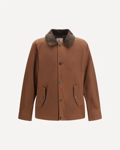 Baracuta Waxed Cotton Deck Jacket In Brown