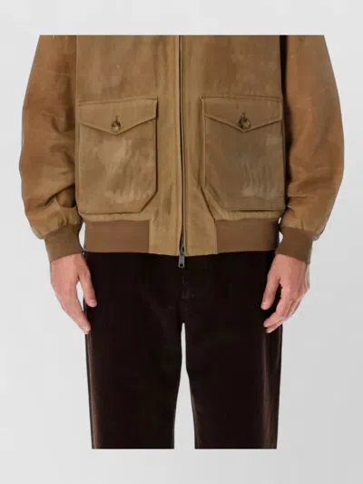 Baracuta Waxed Cotton Single Breasted Jacket In Brown