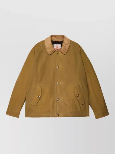 Baracuta Waxed Cotton Single-breasted Coat In Yellow
