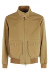 Baracuta Fleece-lined Brown Bomber Jacket With Flap Pockets In Brown