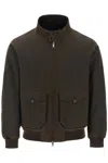 Baracuta Dark Green Cotton Bomber Jacket With Fleece Lining And Flap Pockets In Green