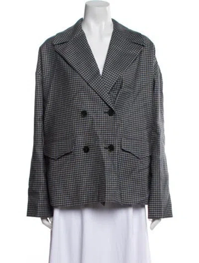 Pre-owned Baracuta Wool Houndstooth Print Blazer W/ Tags In Blue