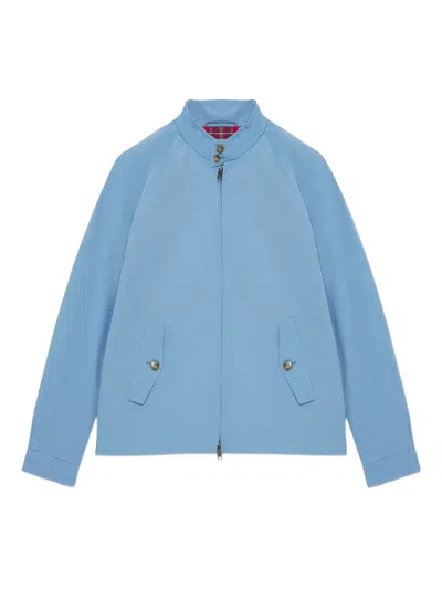 Baracuta Zip-front Plaid-lined Jacket In Blue