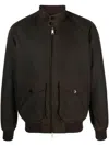 Baracuta Long Sleeve Waxed Cotton Jacket With Pockets In Brown