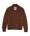 Baracuta Zip-up Suede Leather Jacket In Red