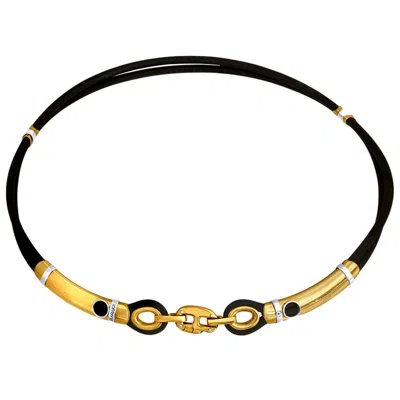 Pre-owned Baraka 18k Black Rubber Two-tone Gold Unisex Necklace