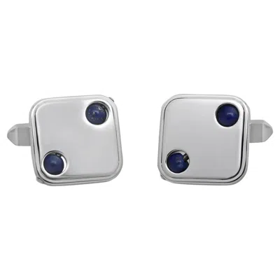 Pre-owned Baraka Lapis Lazuli Square Shape Cufflinks 18k White Gold