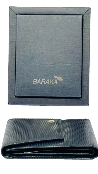Pre-owned Baraka Leather Wallet In Black With 18kt Gold Insert Ref. Fts3291101.