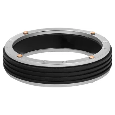 Pre-owned Baraka Ritmika Mens Ring An211461brgr 18k White & Rose Gold Steel Black Pvd Sz14