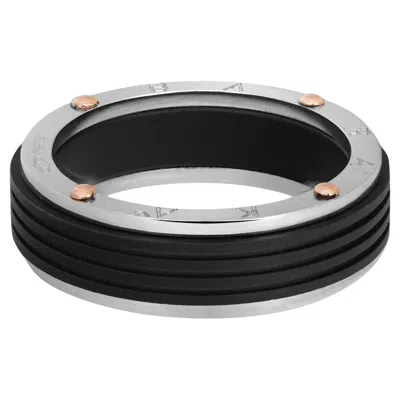 Pre-owned Baraka Ritmika Mens Ring An211461brgr 18k White Rose Gold Steel Black Pvd 11.25